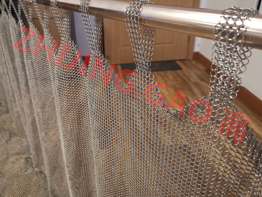 Silberne Farbe Tab Top Ring Mesh Curtain der Höhen-2,30 M Width 1,50 M Ring Size 7mm