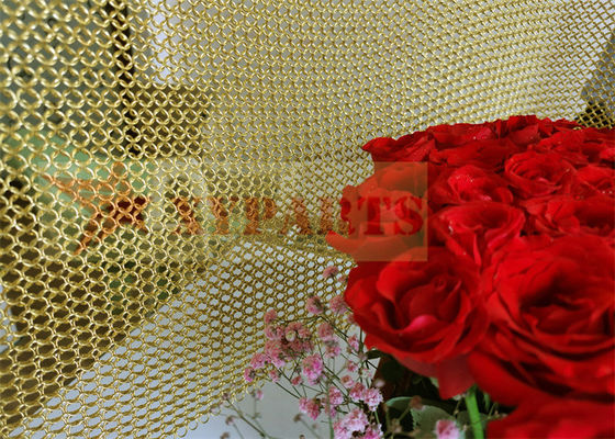 1.2mm Draht-goldenes Metall Ring Mesh Curtain For Interior Partition
