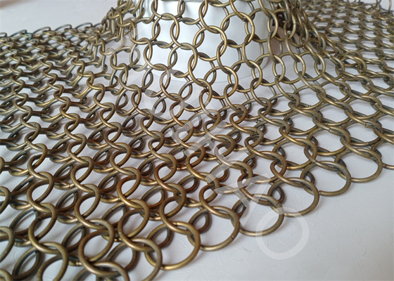 Anodisierte Innenarchitektur-Metall-Mesh Curtain With Stainless Steel-Ringe