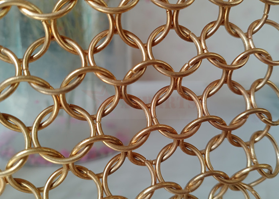 12mm Gewohnheits-Metall-Mesh Chain Mail Curtains Stainless-Stahlgoldfarbe